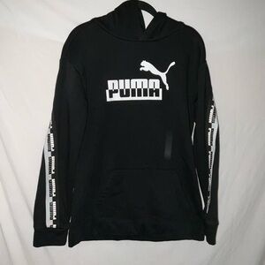 Puma Monochrome Sweatshirt Hoodie Black Youth XL (18-20) Graphic & Logo/ sleeves
